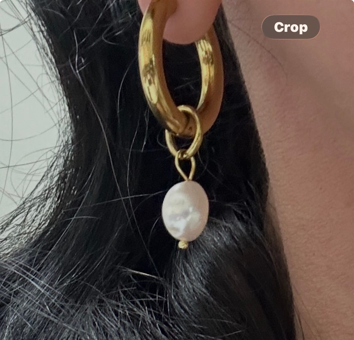 Customer photo review of Bethany Pearl Drop Hoop (Bundle)