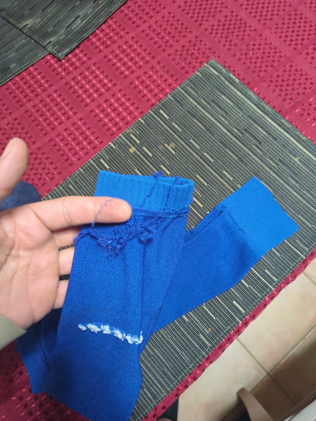 Customer photo review of Deploy Footless Socks - Royal Blue
