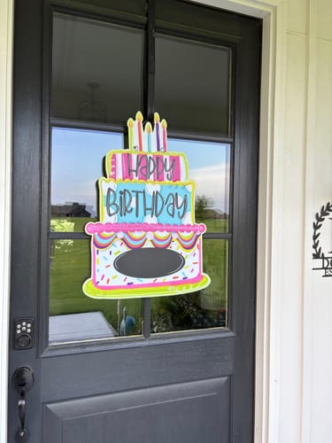 Customer photo review of Happy Birthday Candles (Custom Name Area) Door Hanger