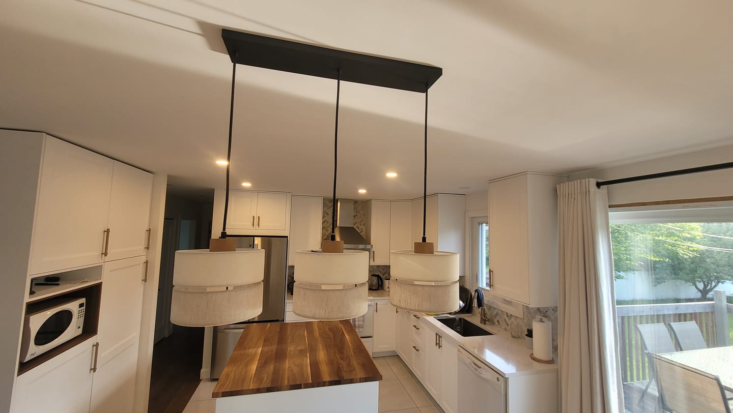 Customer photo review of Eco Scandinavian 3-Light Pendant for Kitchen Island & Dining Table