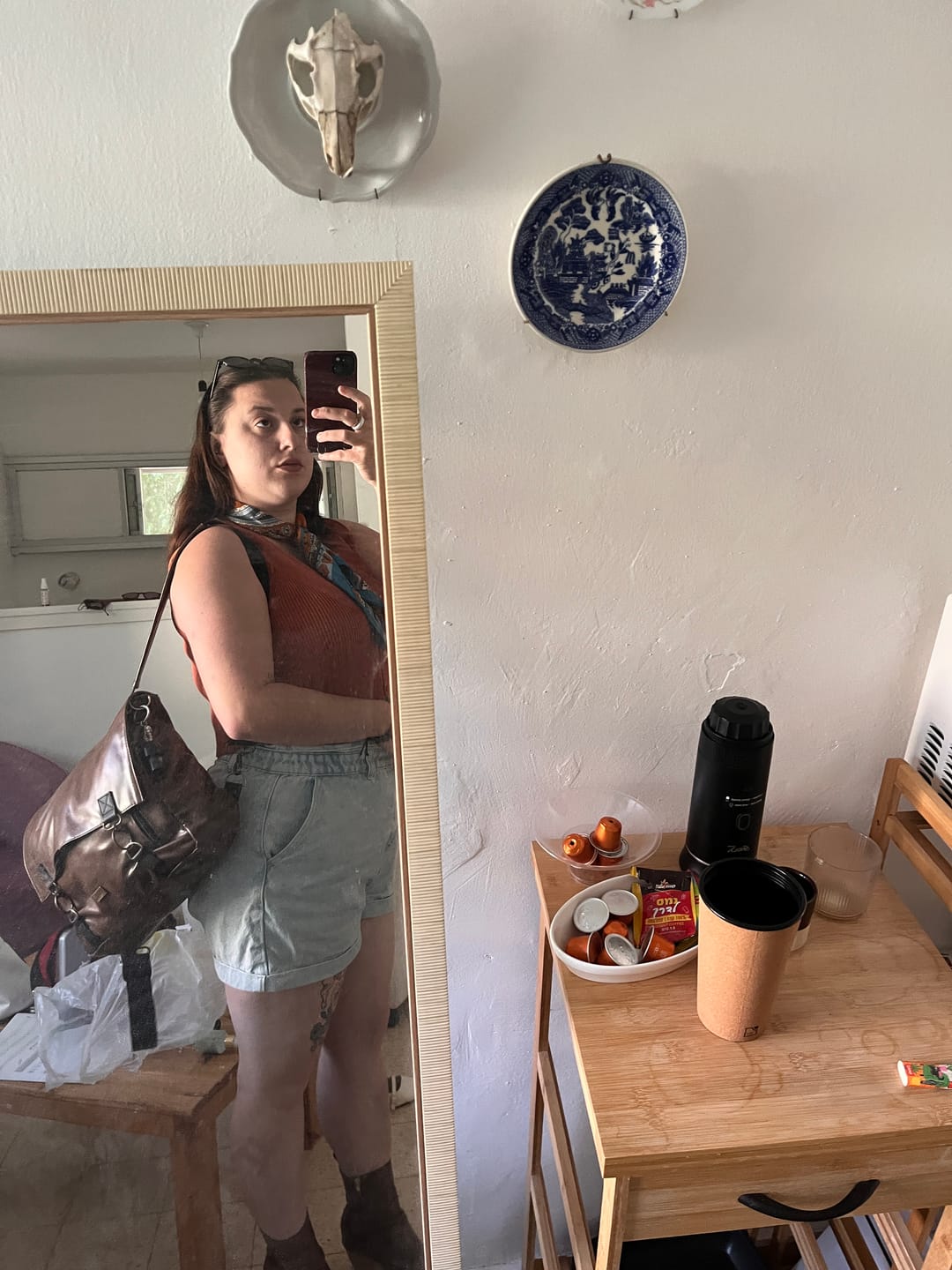 Customer photo review of תיק גב/צד Jaffa גדול חום מבריק