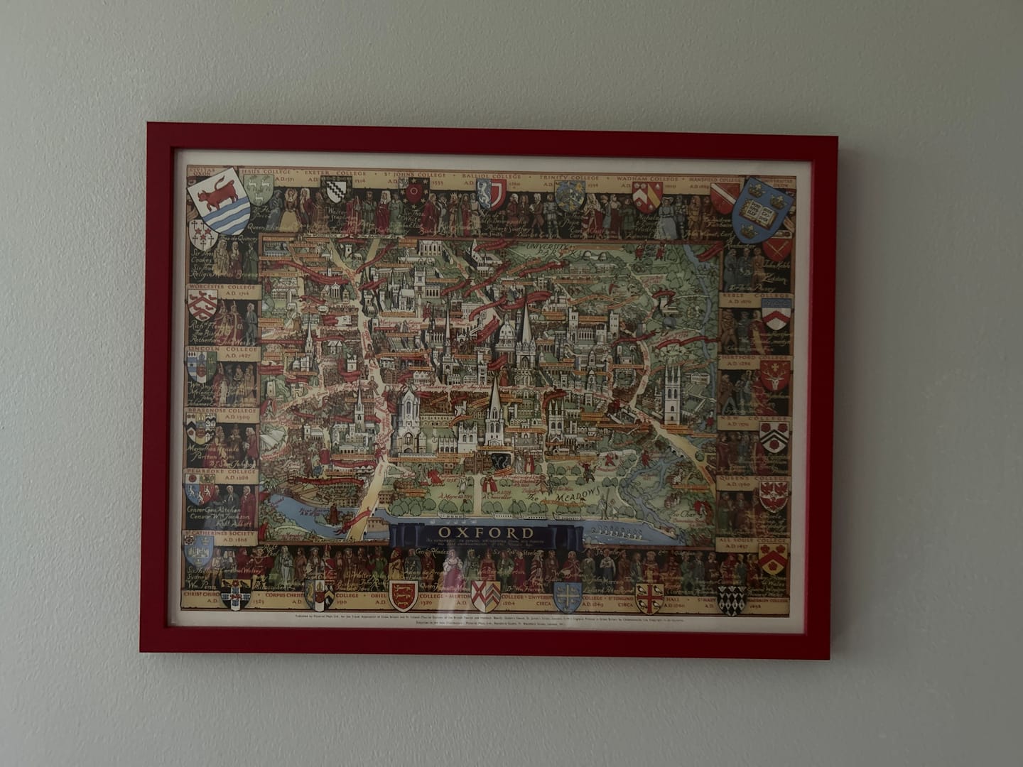 Customer photo review of Old Pictorial Map of Oxford by Kerry Lee, 1948 - Pictorial University Colleges, Landmarks - St Catherine's, Keble, All Souls