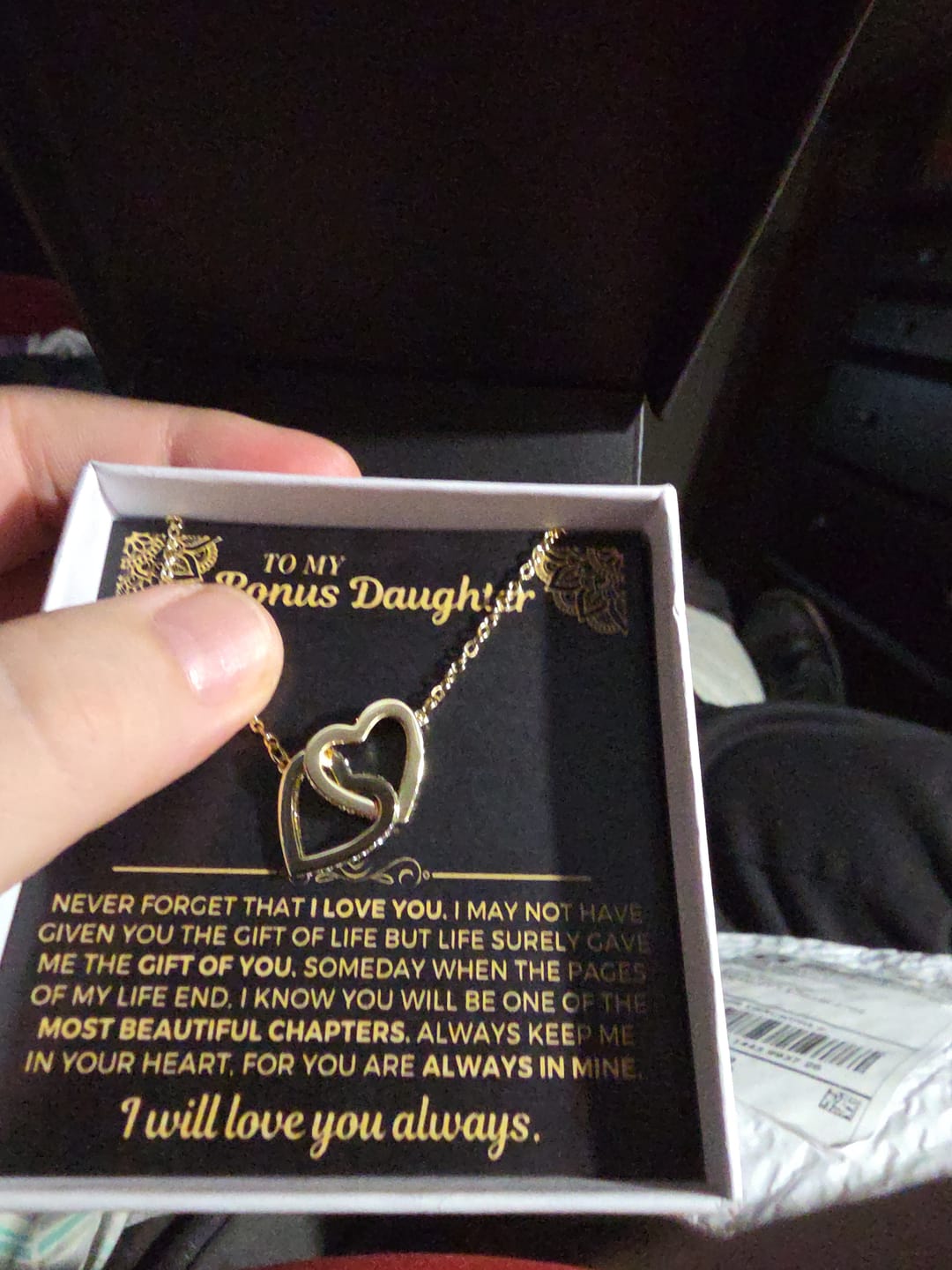 Customer photo review of To My Bonus Daughter - Forever Interlocked Hearts Gift Set - SS558