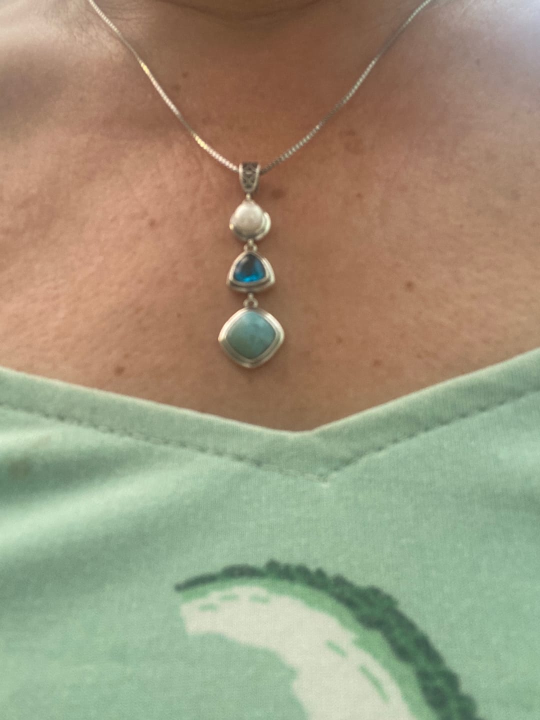 Customer photo review of Silver Larimar Necklace