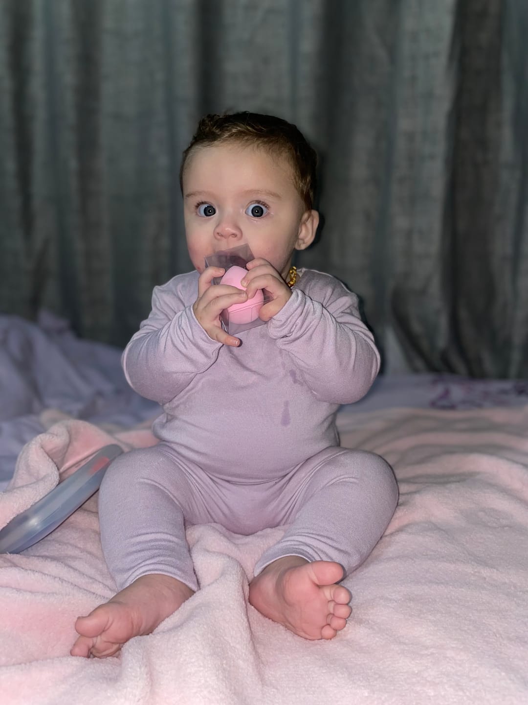 Customer photo review of Lilac Pull-on Baby Lounge Set
