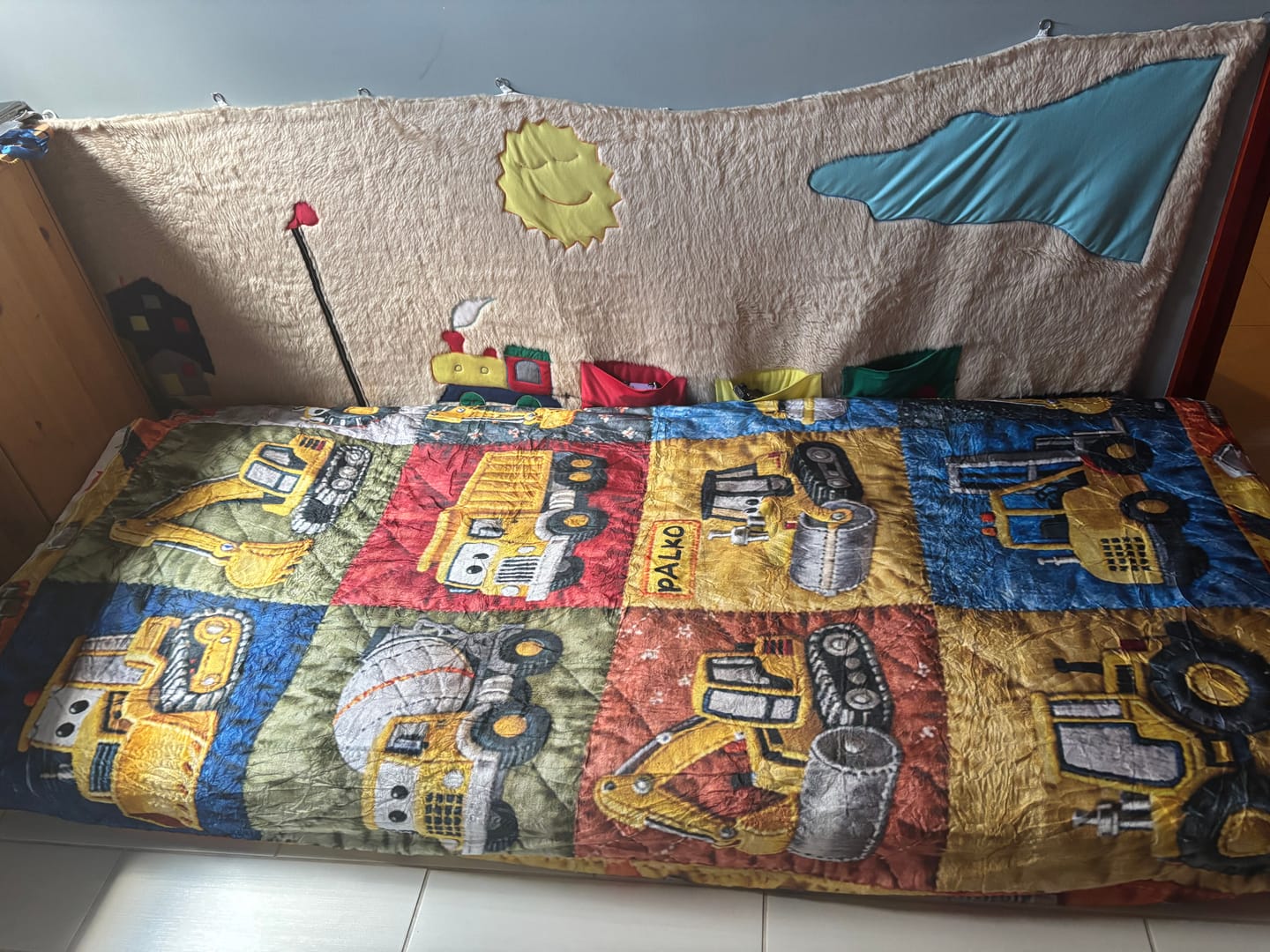 Customer photo review of Construction Machines - Personalized Kid Blanket
