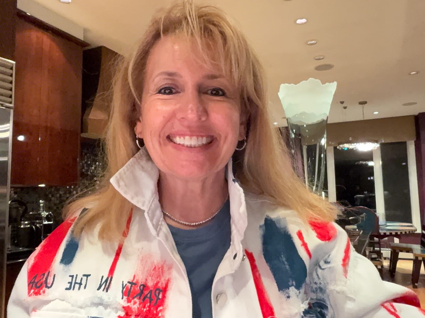 Customer photo review of 'Red, White & Blue Party' Painted Jacket