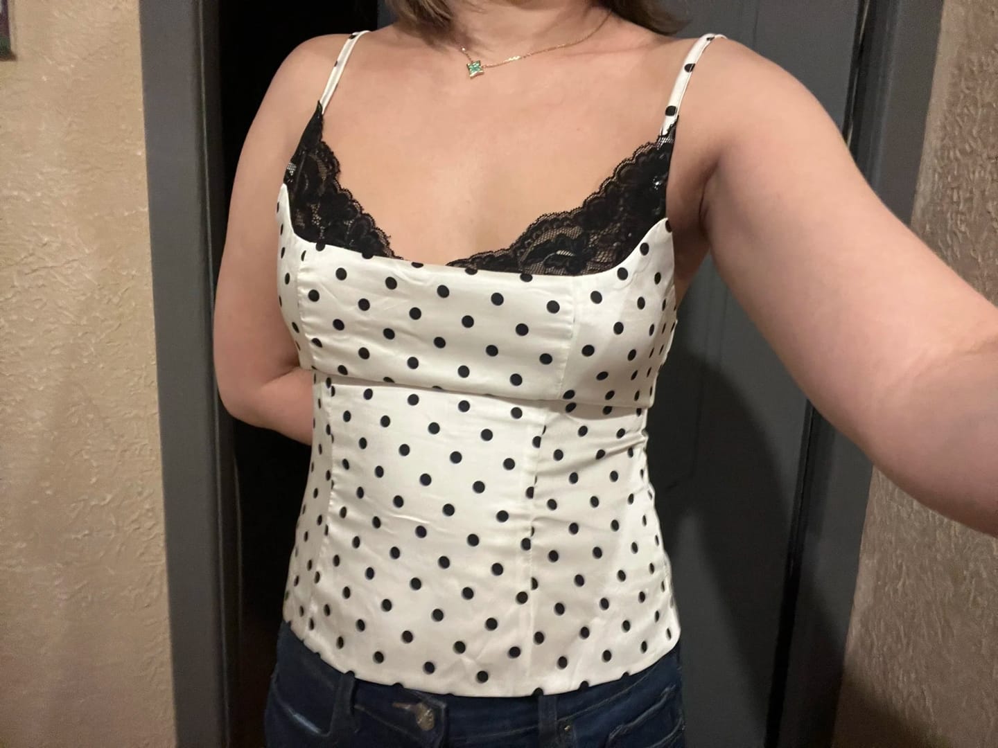 Customer photo review of Jemima Polka Dot Lace Trim Camisole