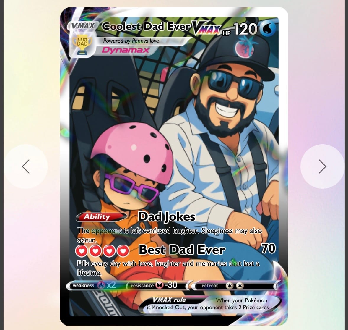 Customer photo review of Coolest Dad Ever Pokemon Card, Custom Pokemon Card - Anime-Inspired Personalized Pokemon Card for Dad - Perfect Gift for Dad - CPC-55