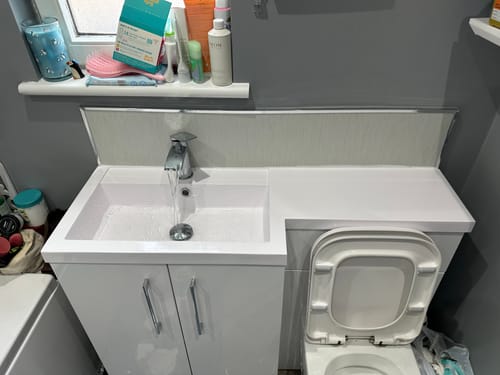 Customer photo review of 1100x390 L SHAPED POLYMARBLE BASIN LH - PMB411L