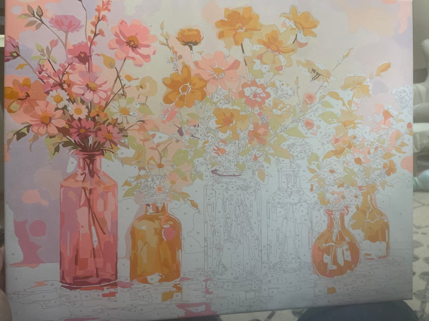 Customer photo review of Paint by Numbers - Floral magic in the sunlight, vases