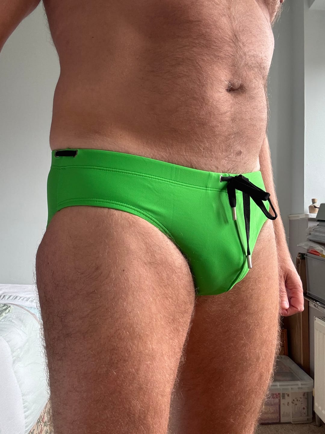Customer photo review of Men's Solid Swimming Briefs Drawstring Bikini