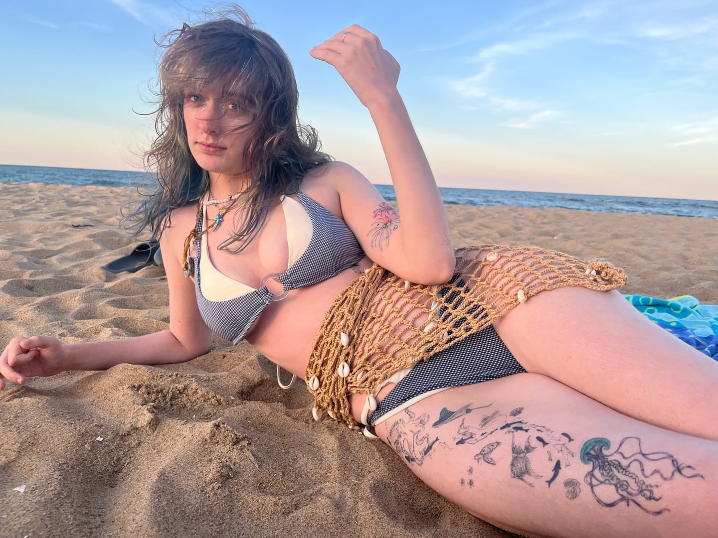 Customer photo review of Seamolly Contrast Color Gingham O Ring Double Layer Bikini Set