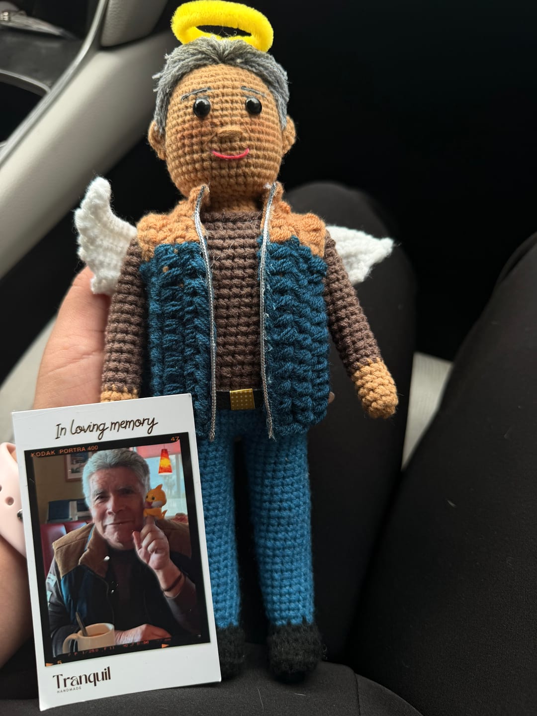 Customer photo review of Tranquil® - Personalized Crochet Doll with Photo Card