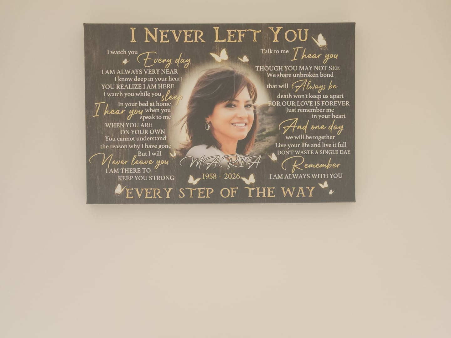 Customer photo review of Personalized Photo Canvas Prints, Custom Photo, Memorial Gifts, Remembrance Gifts, Loss Of Parents I Never Left You Dem Canvas