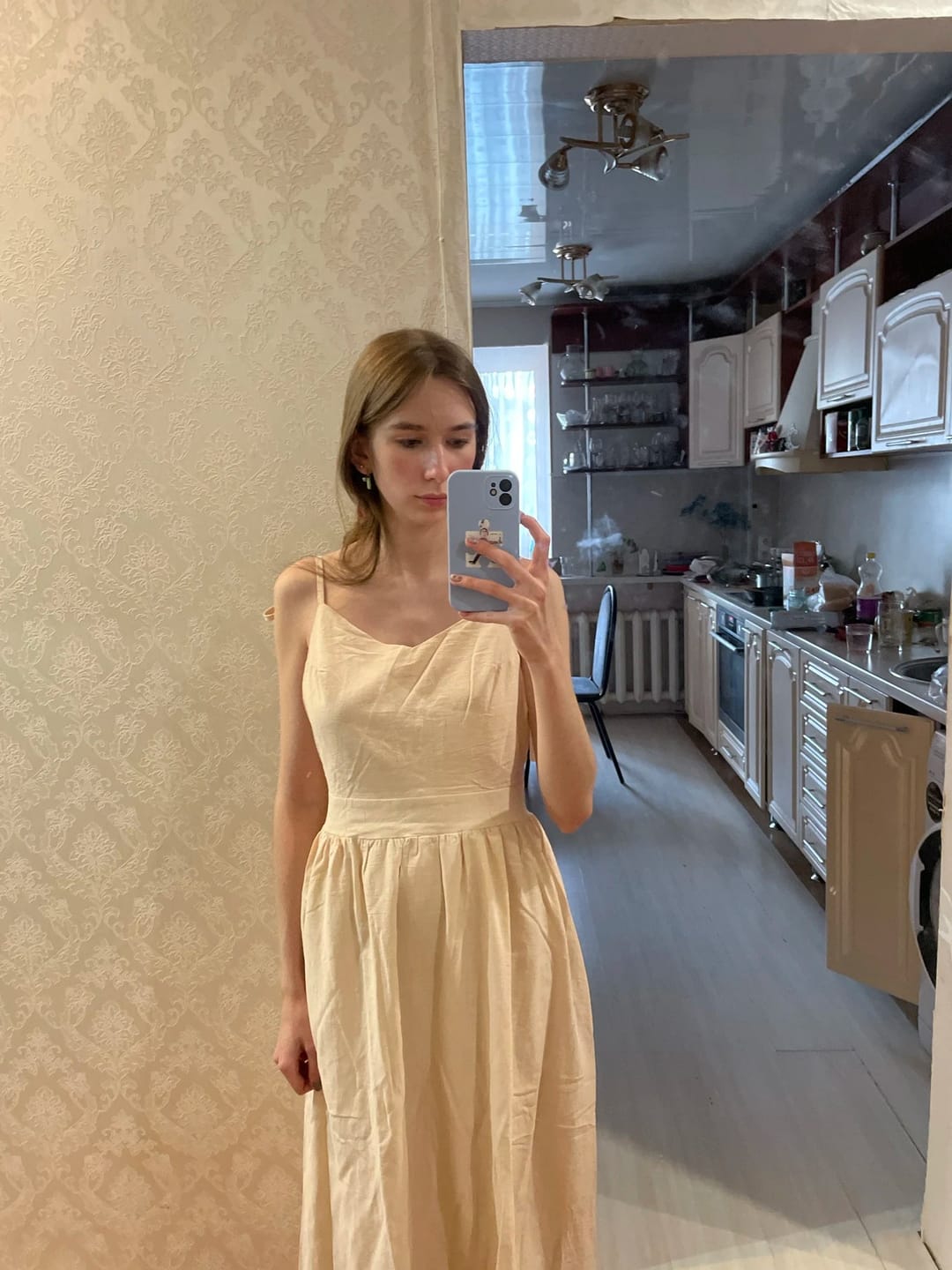 Customer photo review of Elisabeta Backless Tie-Strap Midi Dress