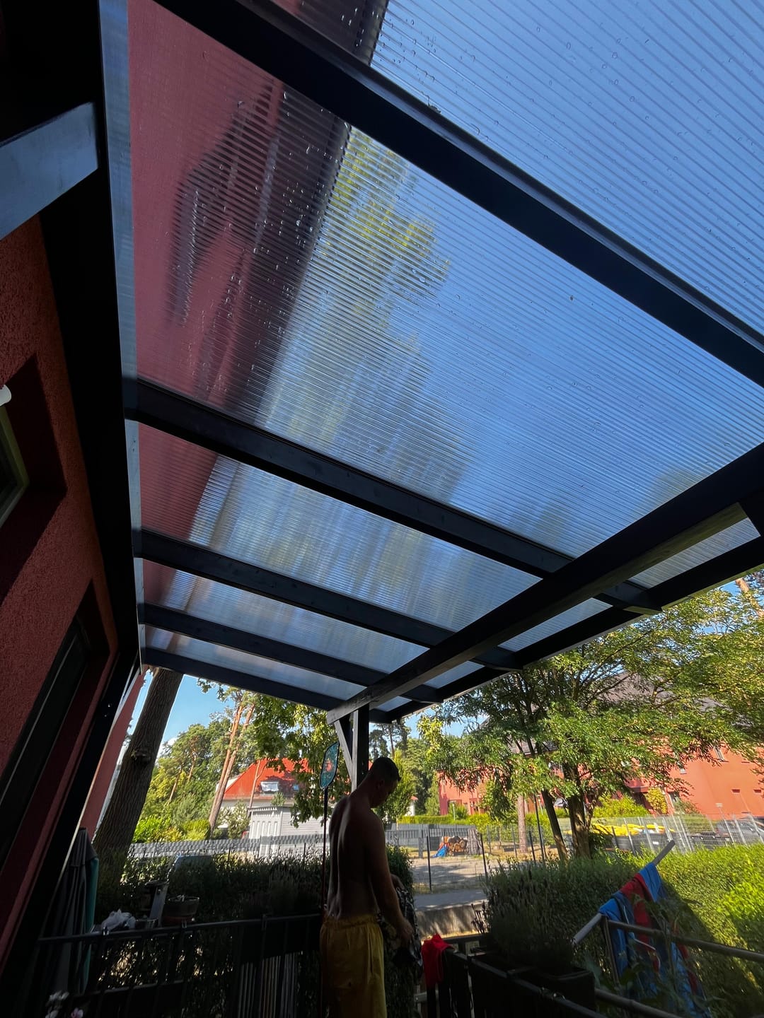 Customer photo review of Dachhaut Alu/Alu mit Polycarbonat Stegplatten 16mm X-Struktur klar