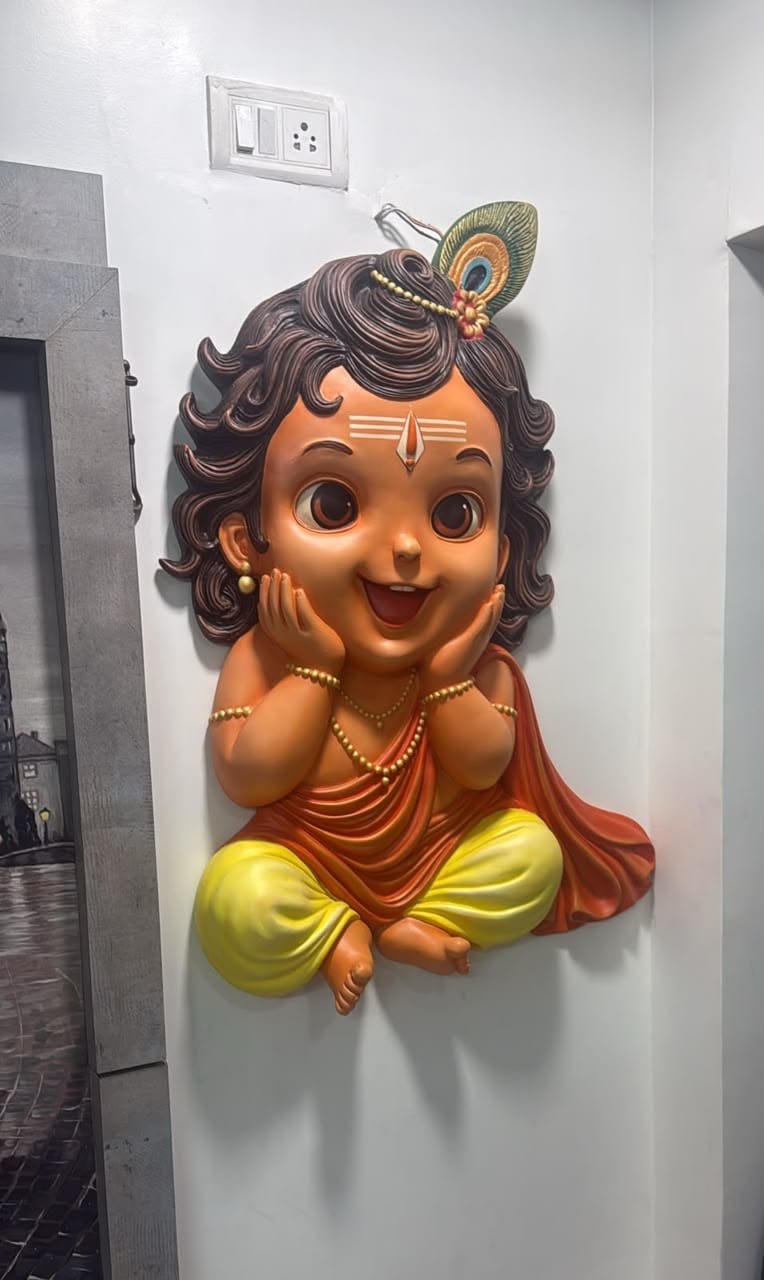 Customer photo review of Cute Little Krishna 3D Wall Mural 3x2 ft | Kids Room Artwork