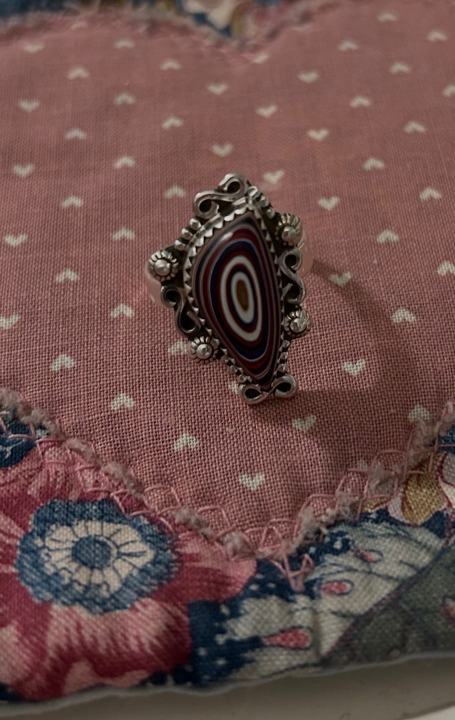 Customer photo review of Premium Fordite Ring Size 6 (.925 Sterling Silver)