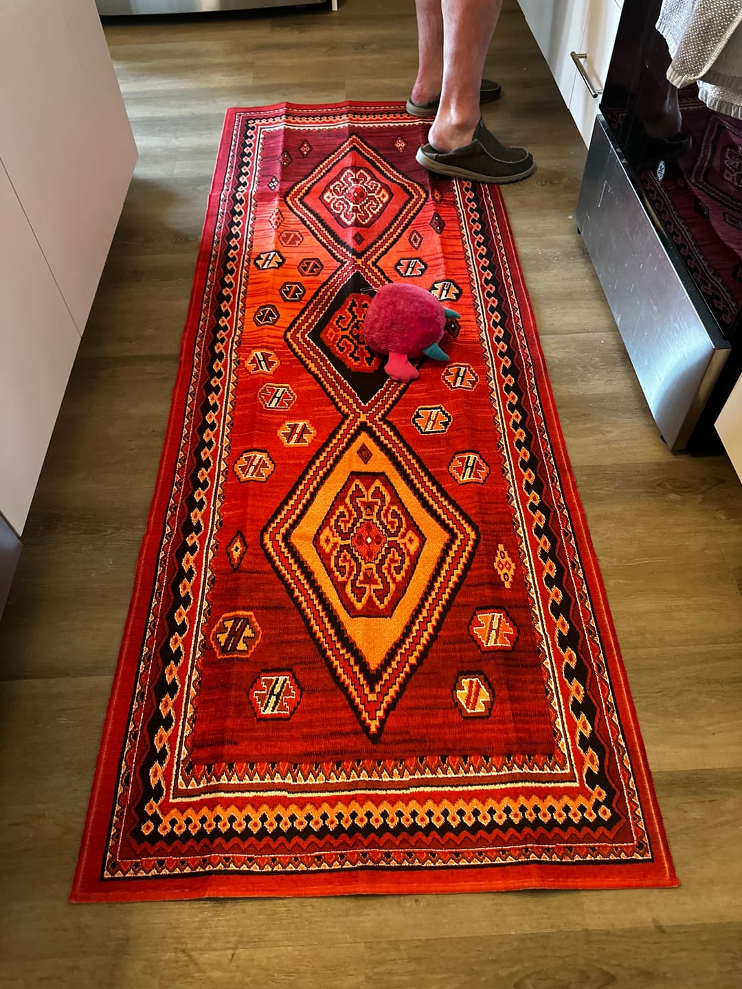 Customer photo review of Phoenix Kilim Garnet Kitchen Washable Rug