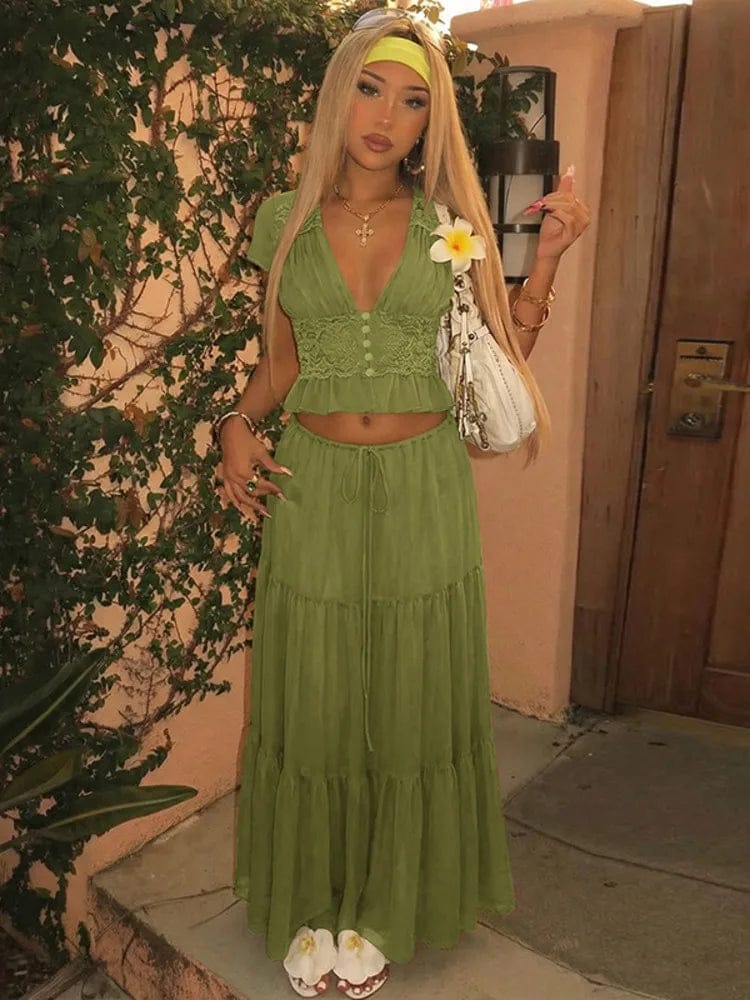 Customer photo review of Morrigan Lace Chiffon Top & Skirt Set