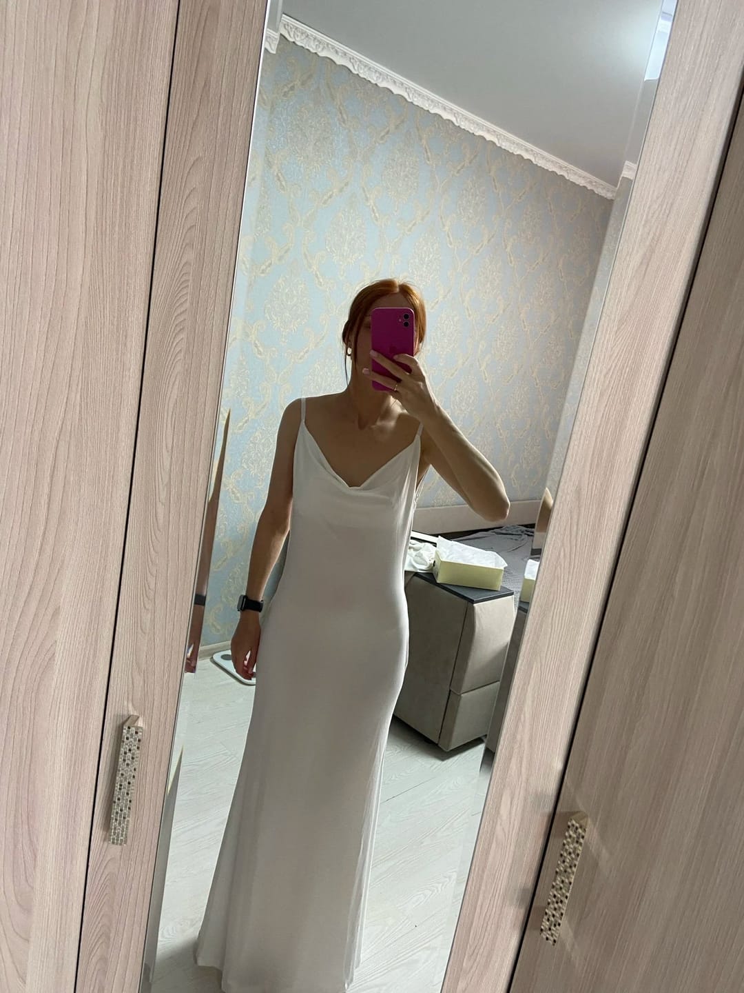 Customer photo review of Elin Silky Backless Maxi Dress