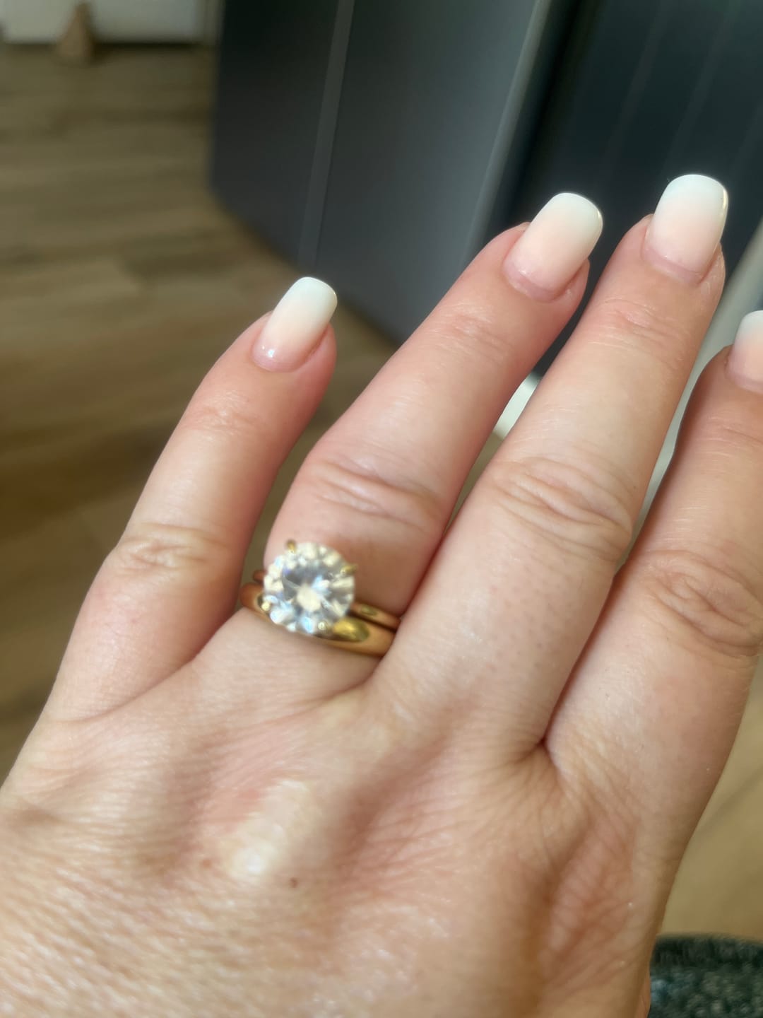 Customer photo review of Round Solitaire Diamond-Inspired Ring 3ct