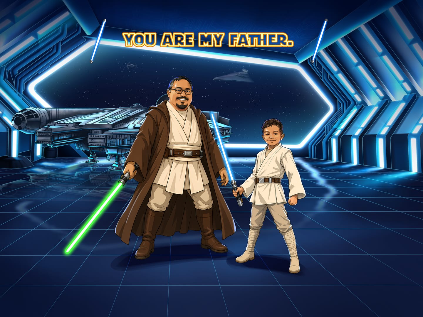 Customer photo review of Custom Jedi Portrait — Personalized Star Wars Father's Day Gift | MakeMeJedi