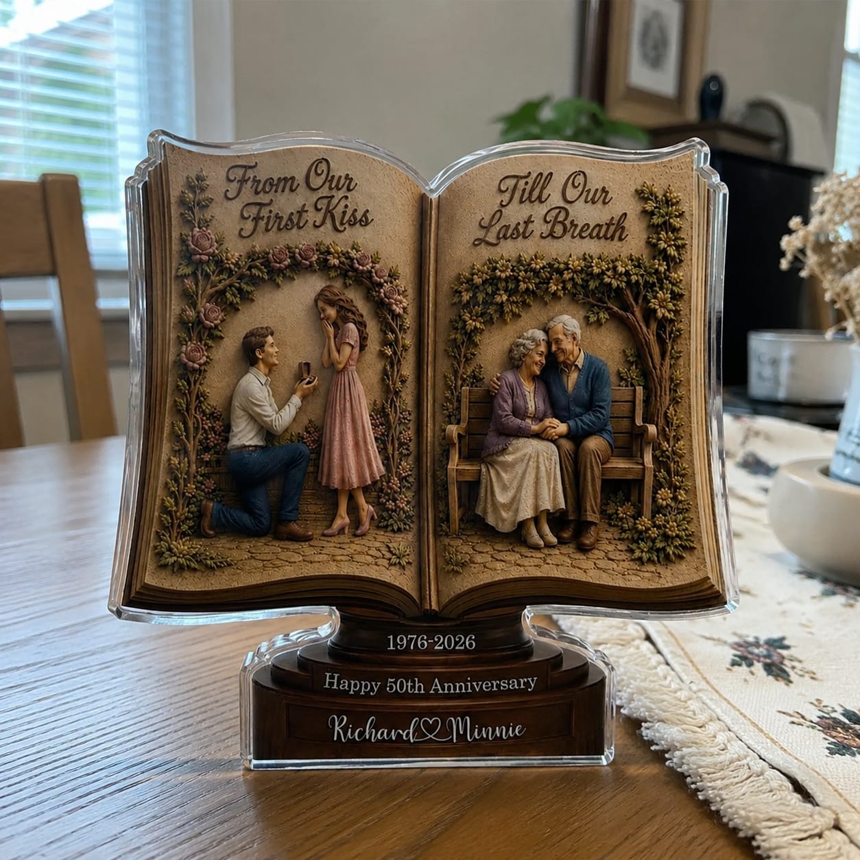 Customer photo review of From Our First Kiss Till Our Last Breath - Personalized Custom Shape Acrylic Plaque - Romantic Gift For Husband, Wife, Parents, Grandparents