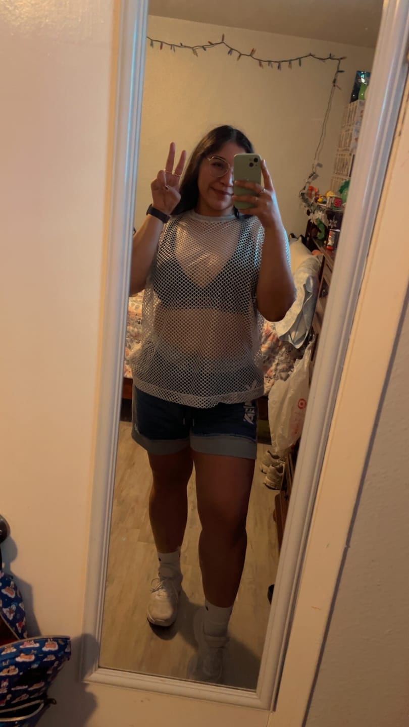 Customer photo review of Blue Jean Zumba Denim Shorts