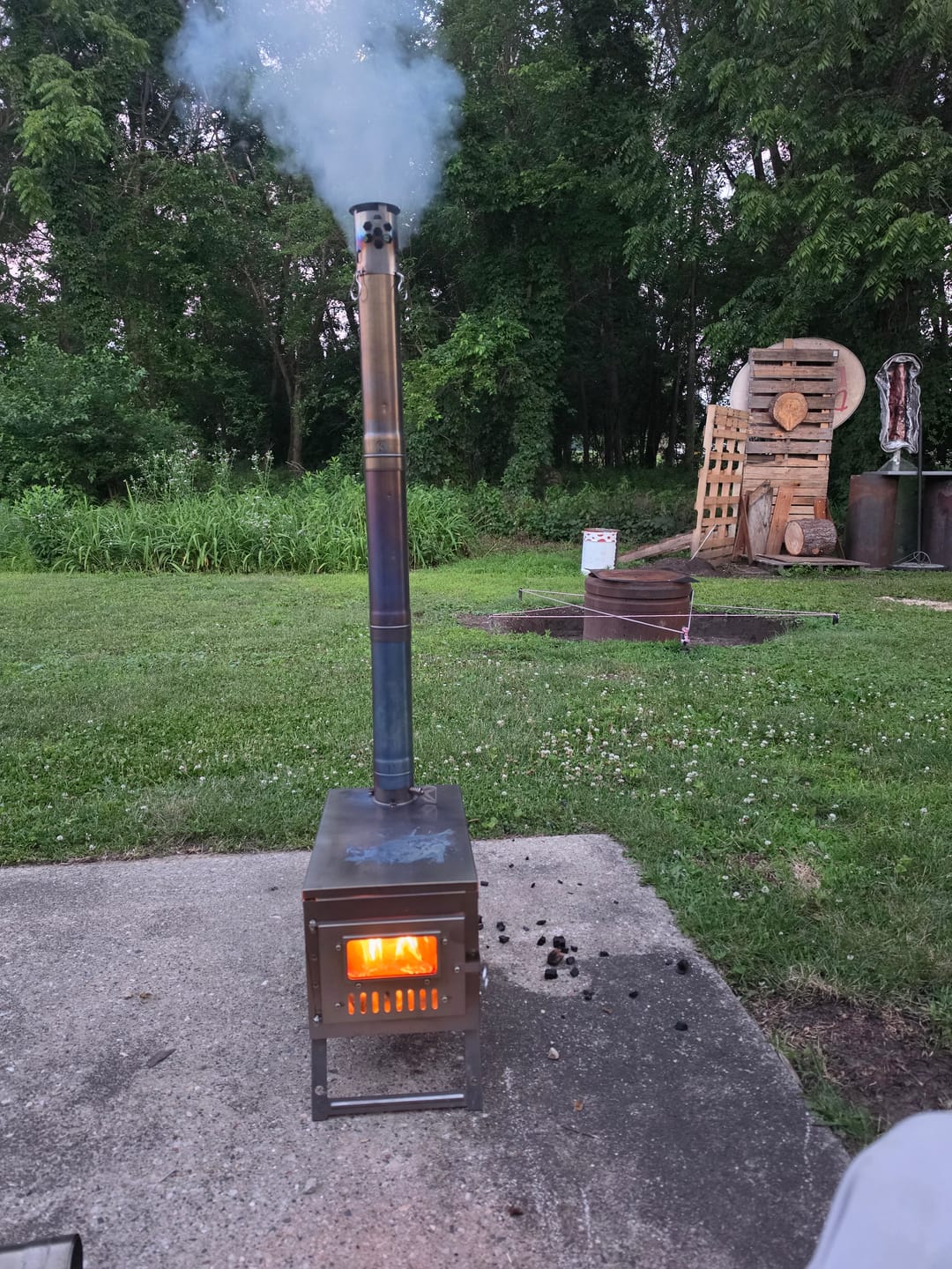 Customer photo review of Titanium Hot Tent Stove Watch the Fire, Feel the Warmth · Dual Glass Windows · Nested Chimney · 7.9 lbs Full Titanium