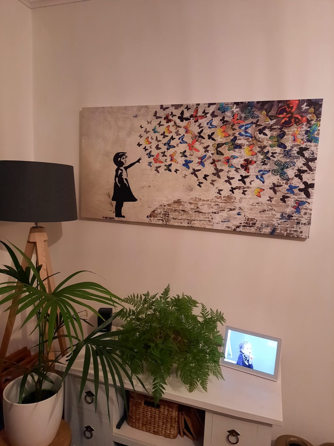 Customer photo review of BANKSY FLYING BUTTERFLIES CANVAS