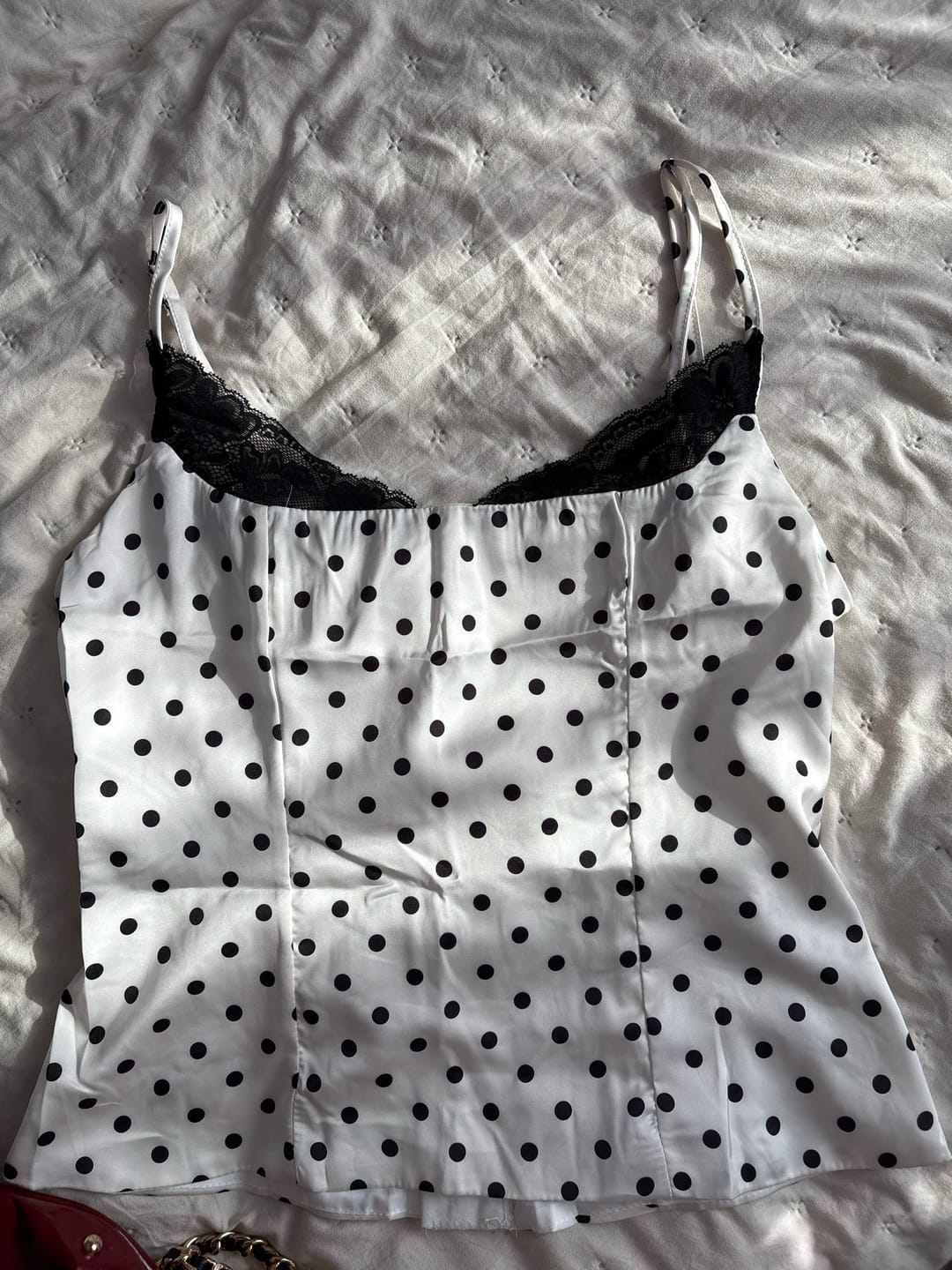 Customer photo review of Jemima Polka Dot Lace Trim Camisole