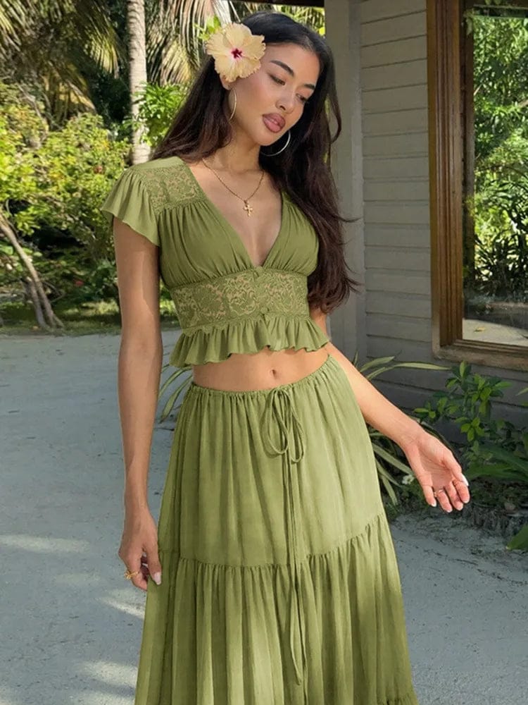 Customer photo review of Morrigan Lace Chiffon Top & Skirt Set