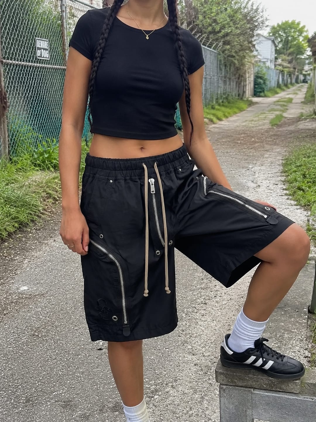 Customer photo review of Zip Functional Techwear Shorts