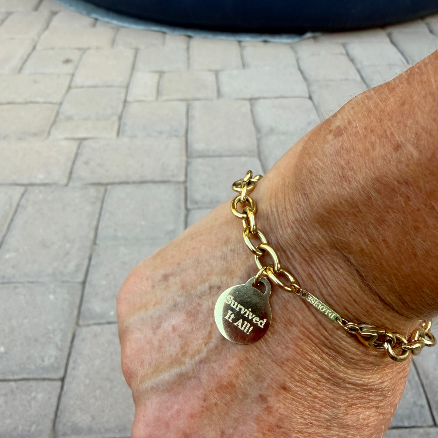 Customer photo review of Engravable Classic Chunky Disc Bracelet