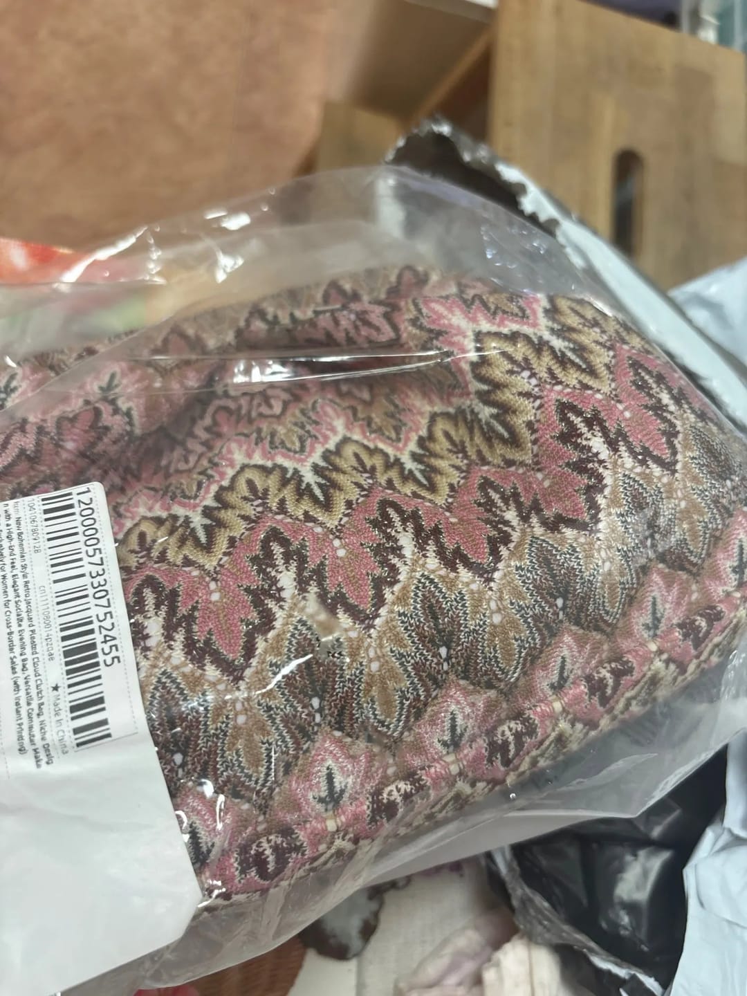 Customer photo review of Bianca Jacquard Pleated Clutch