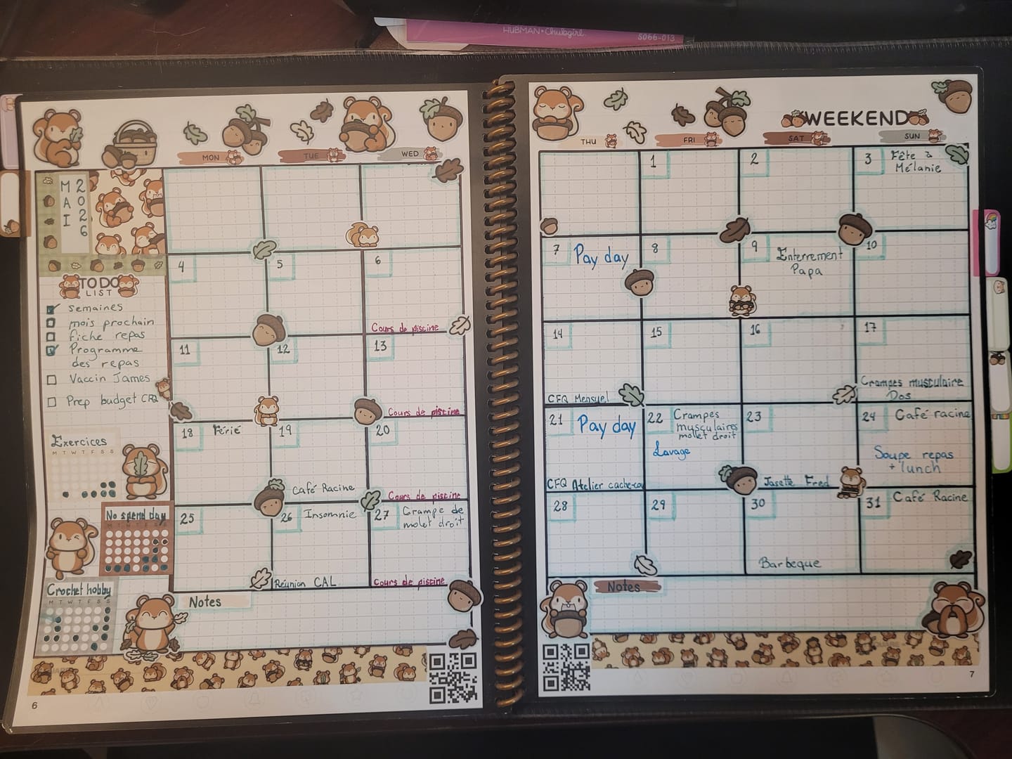 Customer photo review of Squirrelly Acorn Hobonichi Cousin Monthly Kit (Set of 2)