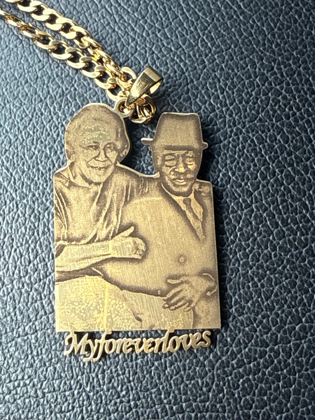 Customer photo review of Custom Photo Engraved Pendant Necklace