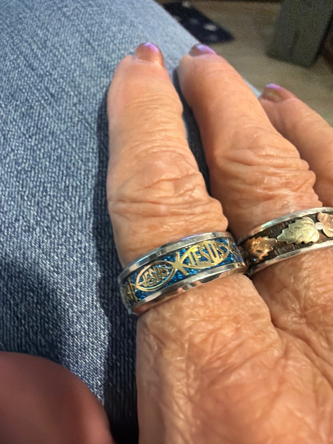 Customer photo review of FREE Today: Rustic Ichthys Jesus Fish Sparkle Ring - Faith and Devotion