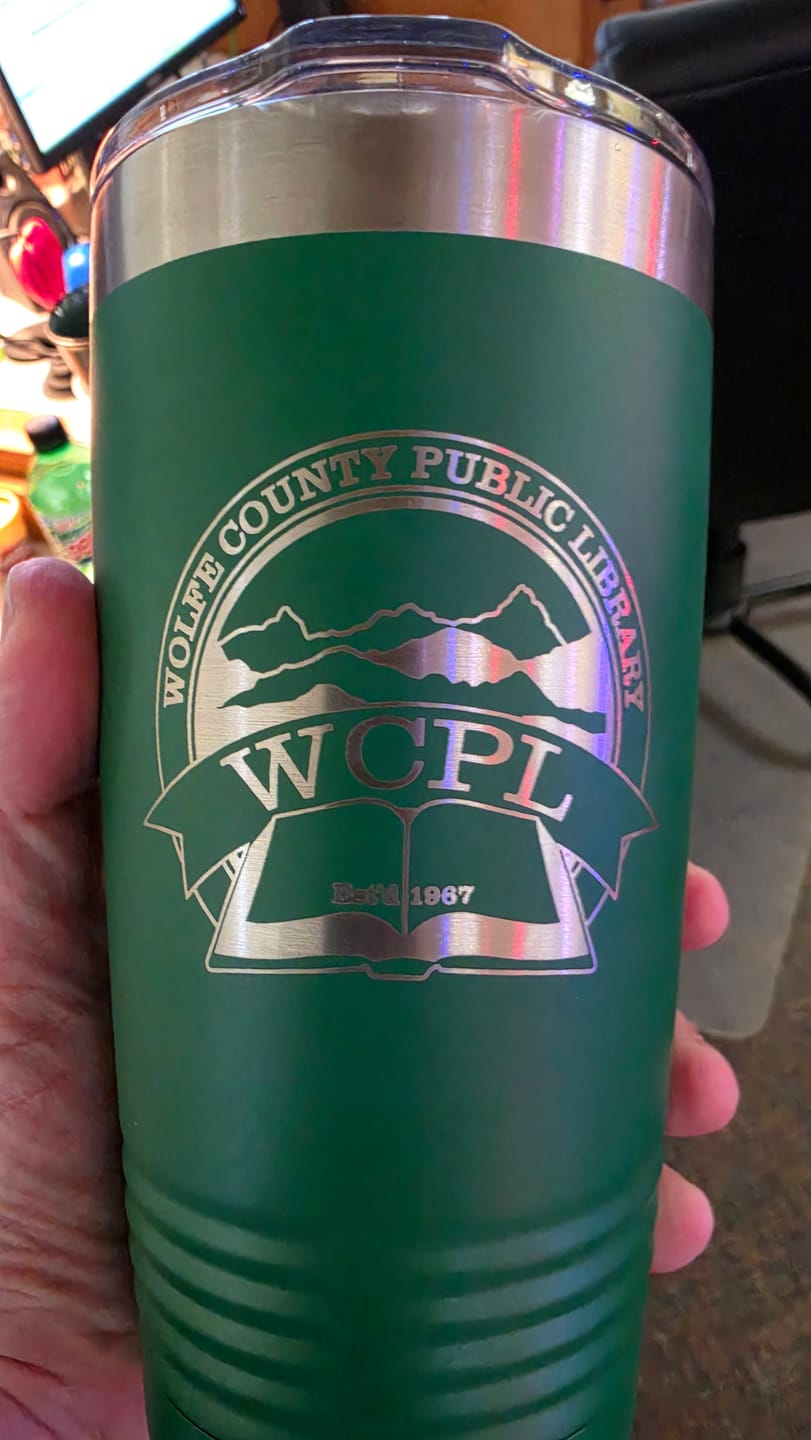 Customer photo review of $5 Sample - Custom 20 oz Tumbler with your Business Logo Engraved - Great Test Before Bulk Volume Order!