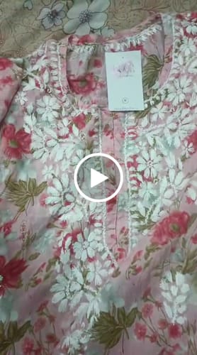 Customer video review of Hedaya Pink Floral Long MulMul kurta