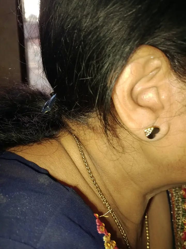 Customer photo review of Stone Studded Heart Earrings