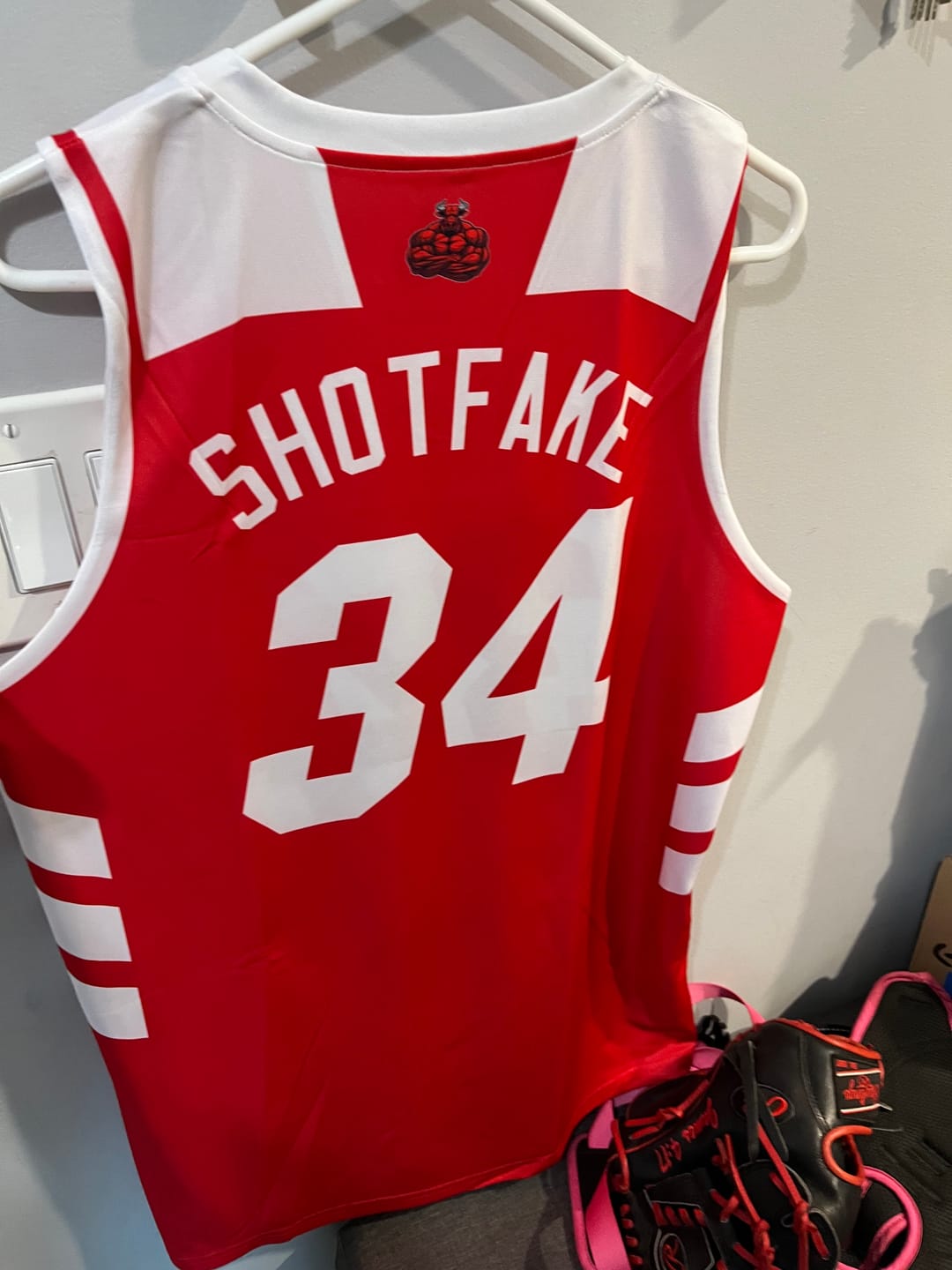 Customer photo review of Custom Red White Reversible Double Side Tops Basketball Jersey