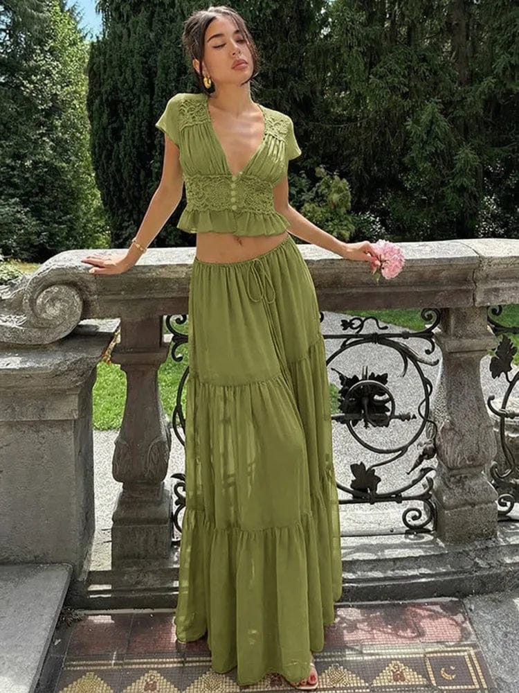 Customer photo review of Morrigan Lace Chiffon Top & Skirt Set