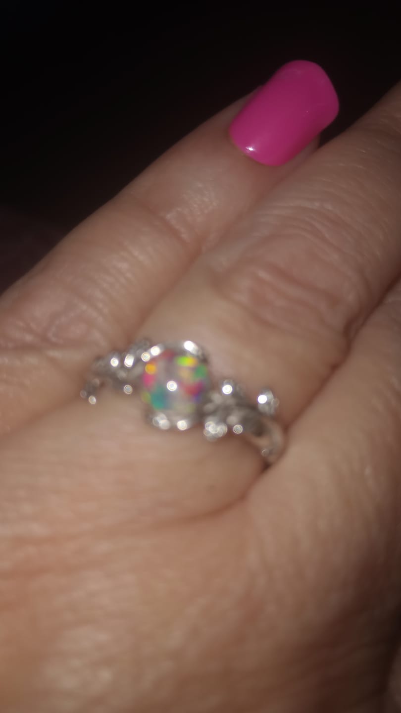 Customer photo review of Leaf Opal Cremation Ring