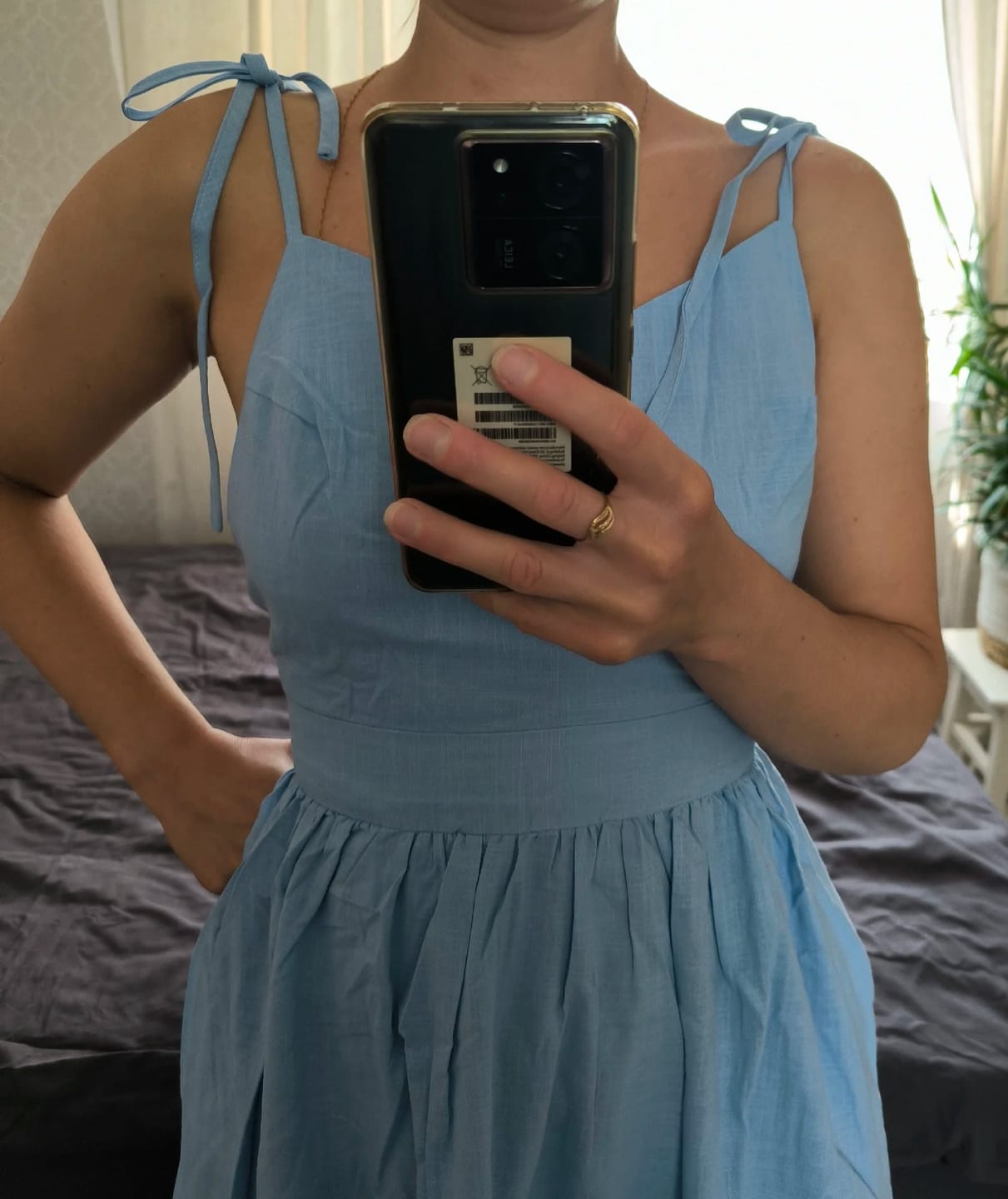 Customer photo review of Elisabeta Backless Tie-Strap Midi Dress