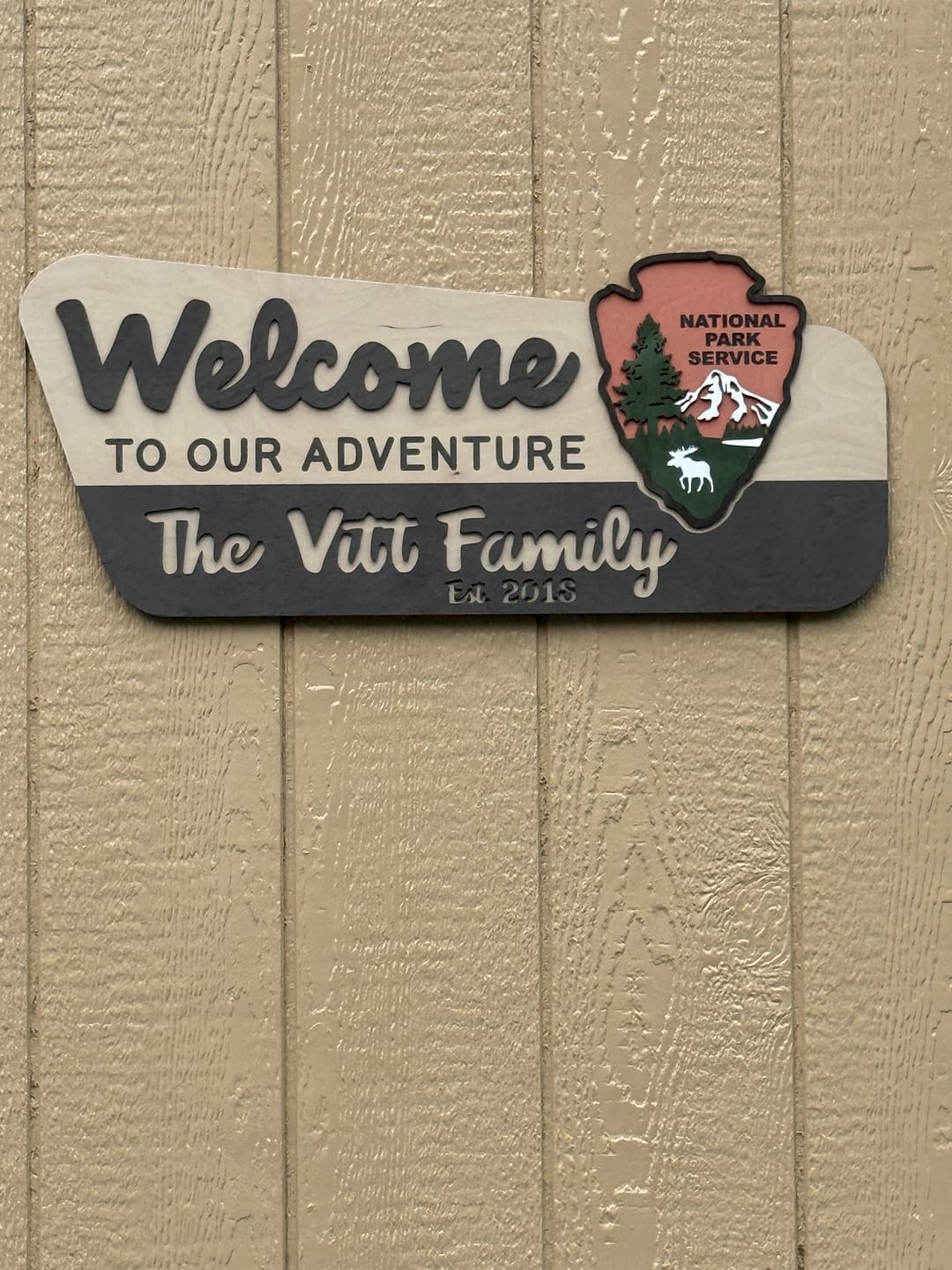 Customer photo review of 3D National Park Service Family Name Welcome Sign (Moose Design)