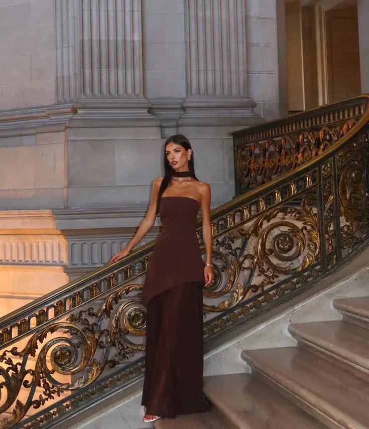 Customer photo review of Astoria Strapless Bodice Maxi Dress
