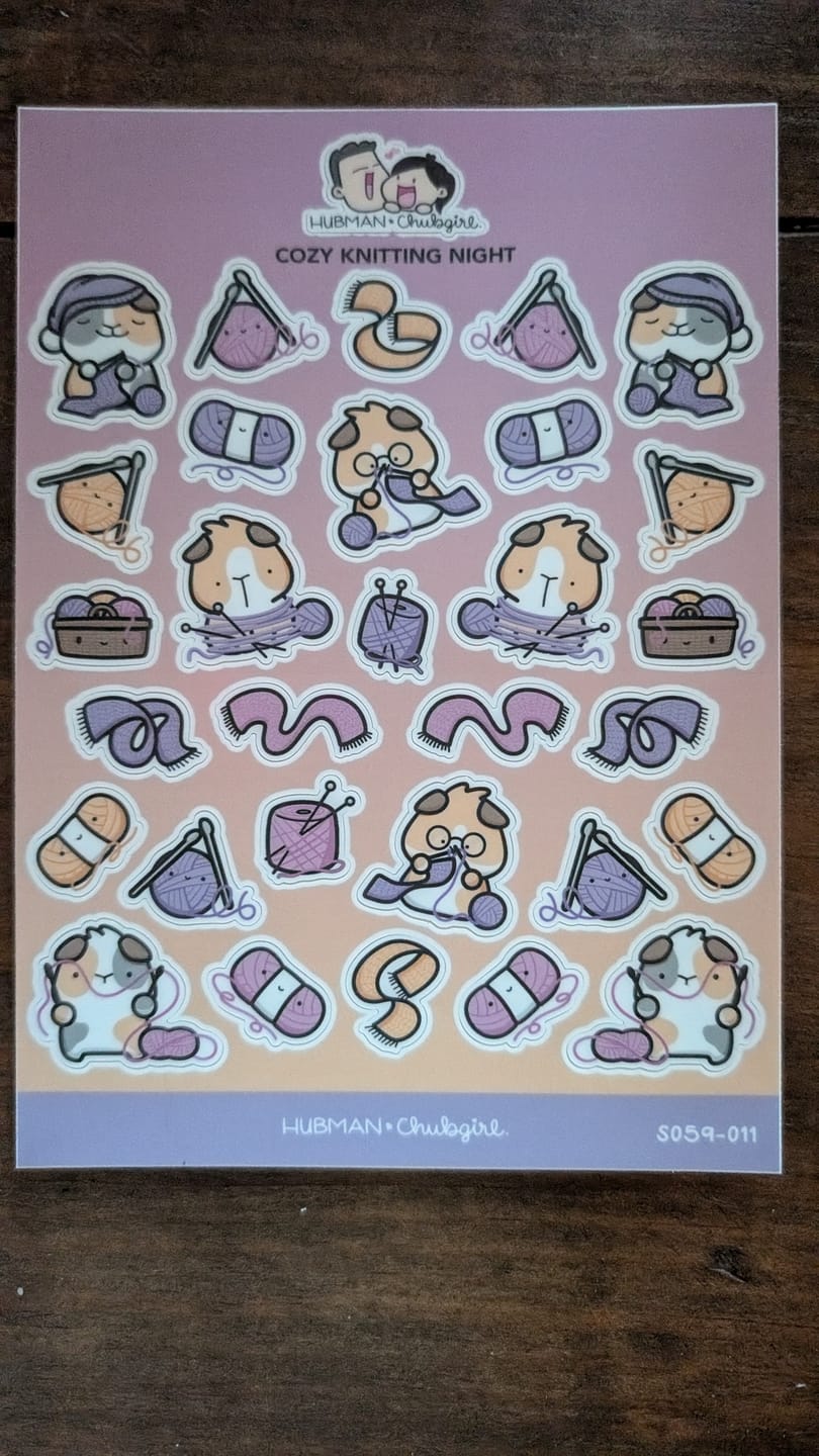 Customer photo review of Cozy Knitting Night Sticker Sheet